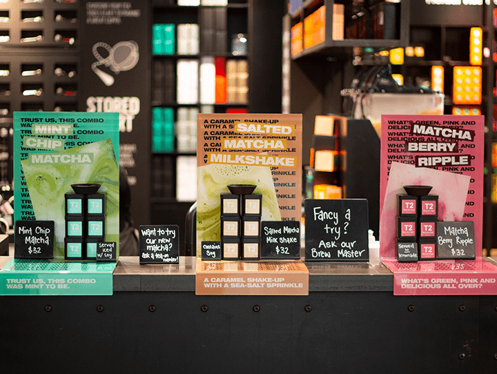T2 tasting bar stands in-store